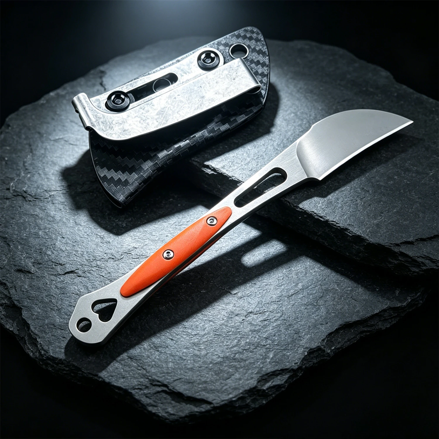 Dervish Curved EDC Fixed Knife – 8Cr13MoV Blade, Hollow G10 Grip, Sheath – Designed for Camping, Hiking, and Field Utility