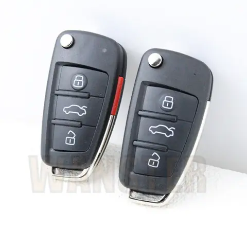 3 4 Botton Audi A1 A2 A3 A4 A8 2006 A6 A6L Q2 Q3 Q7 B7 S5 Allroad RS4 TT 플립 접이식 자동차 키 Fob 쉘 케이스 하우징 교체