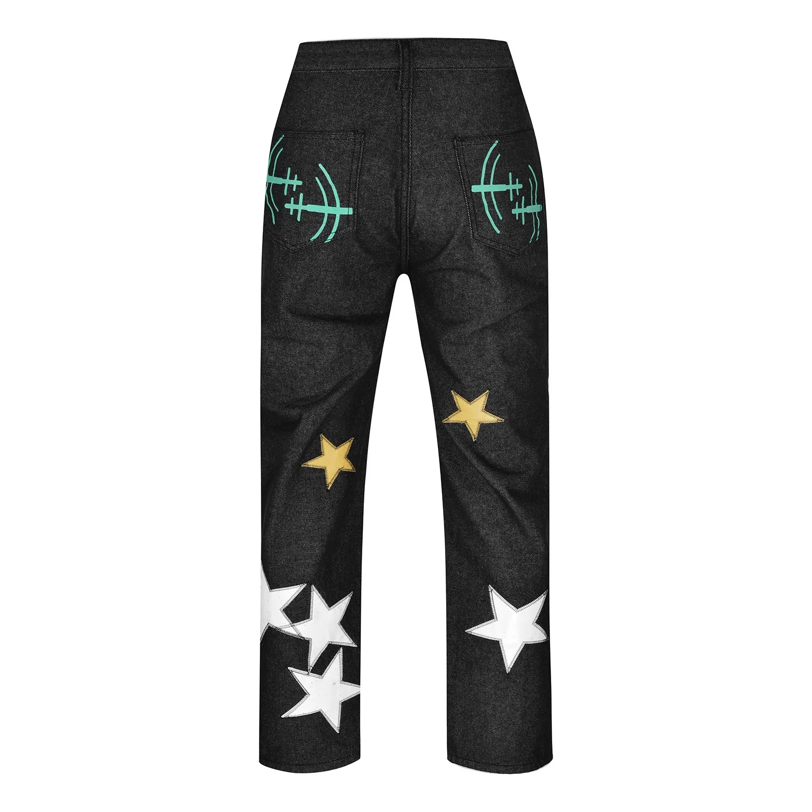 American Retro Casual Pants Autumn Fashion Hiphop Personality Pattern Loose Straight Leg Wide Pants ropa hombre