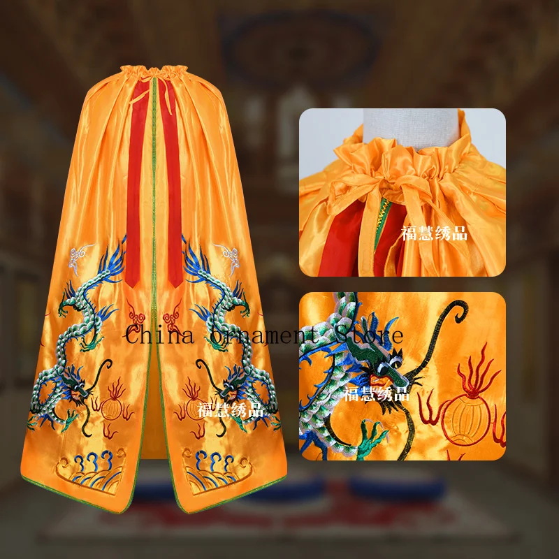 High-quality embroidered double-dragon cape, shawl, Buddhist robe, deity garment, bodhisattva shawl, cloak, Guan Gong robe, God