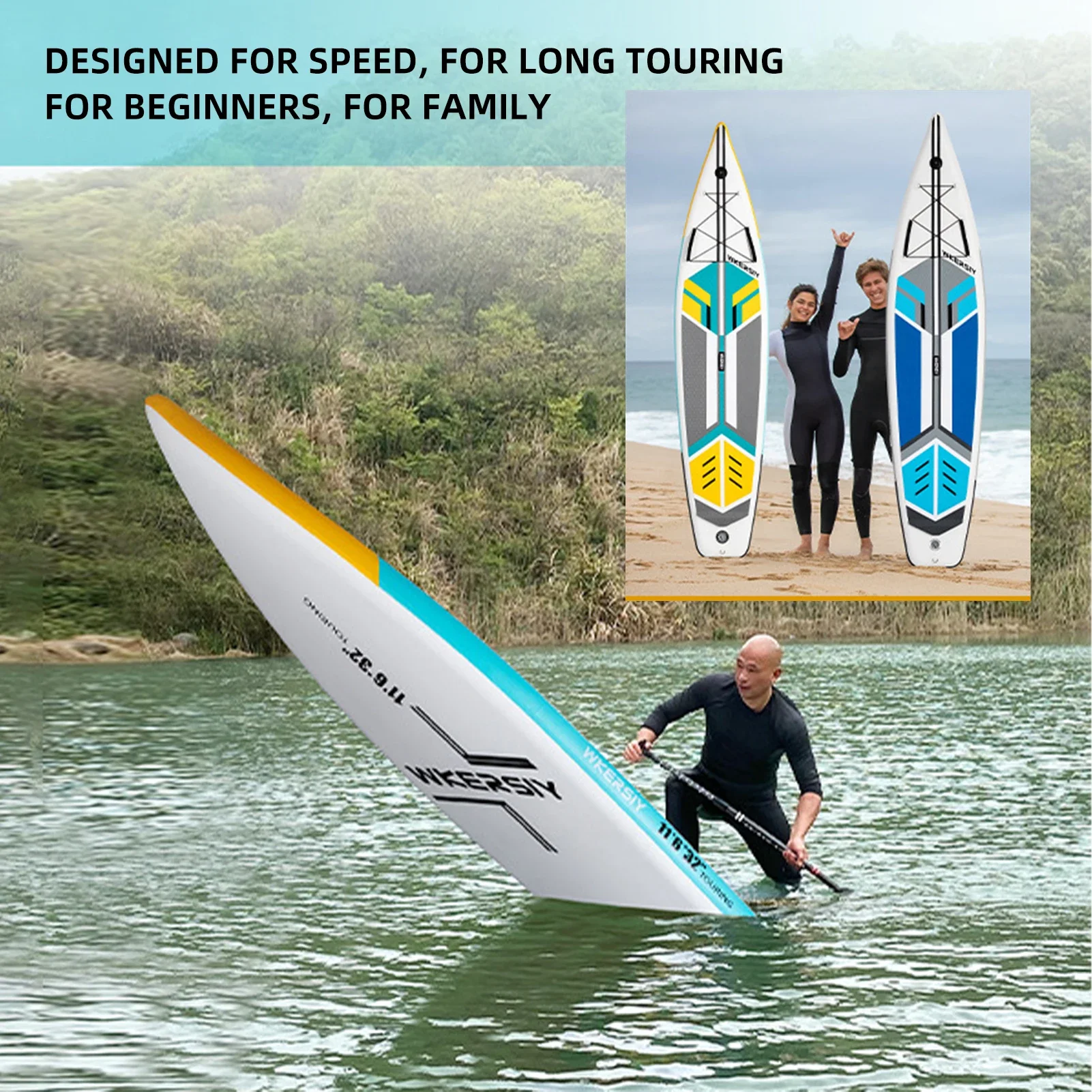 Inflatable Stand Up Paddleboard SUP Board 6 Inch Thick SUP Surfboard Surf Set with Paddleboard Surf Fin Coiled Leash Inflator