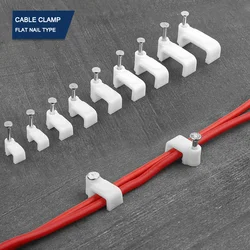 100PCS Flat Nail Clip Cable Clips Wire Management Electrical Cord Tie Holder Cable Clips 4mm/6mm/7mm/8mm/9mm/10mm/12mm/14mm