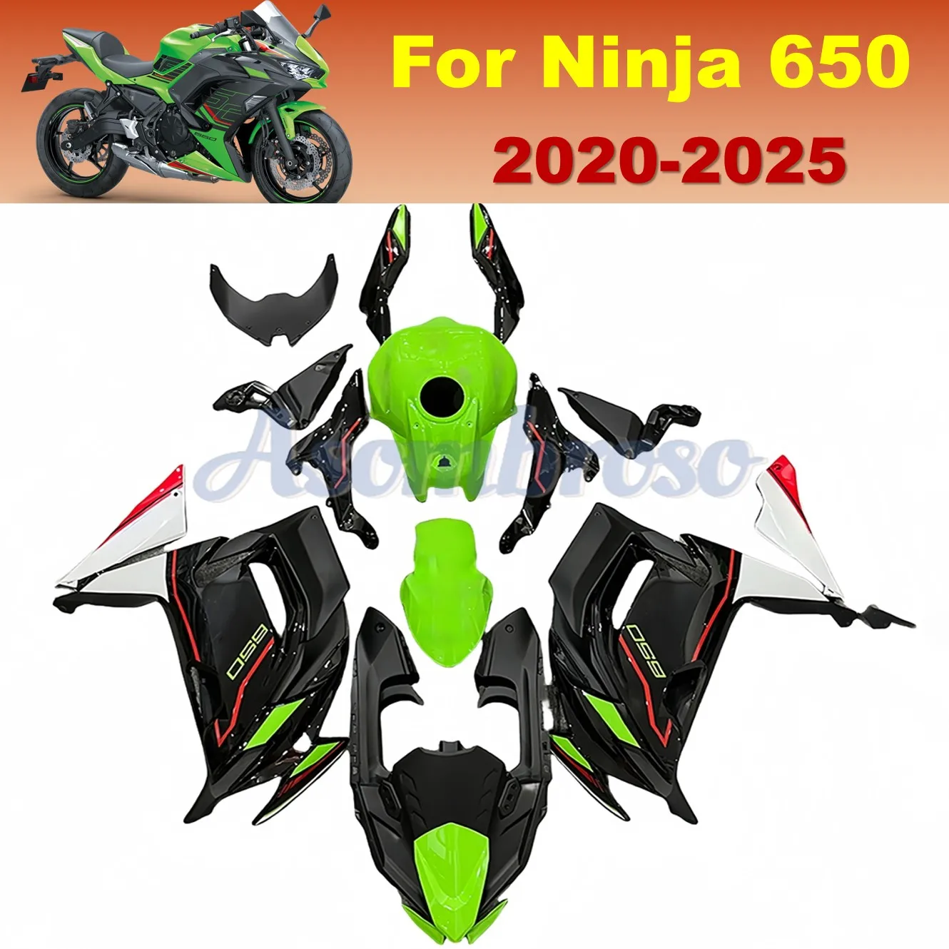 High Quality Injection Bodykit For Ninja650 2020 2021 2022 2023 2024 2025 ER-6F NINJA 650 Motobike Protective Fairings Shell