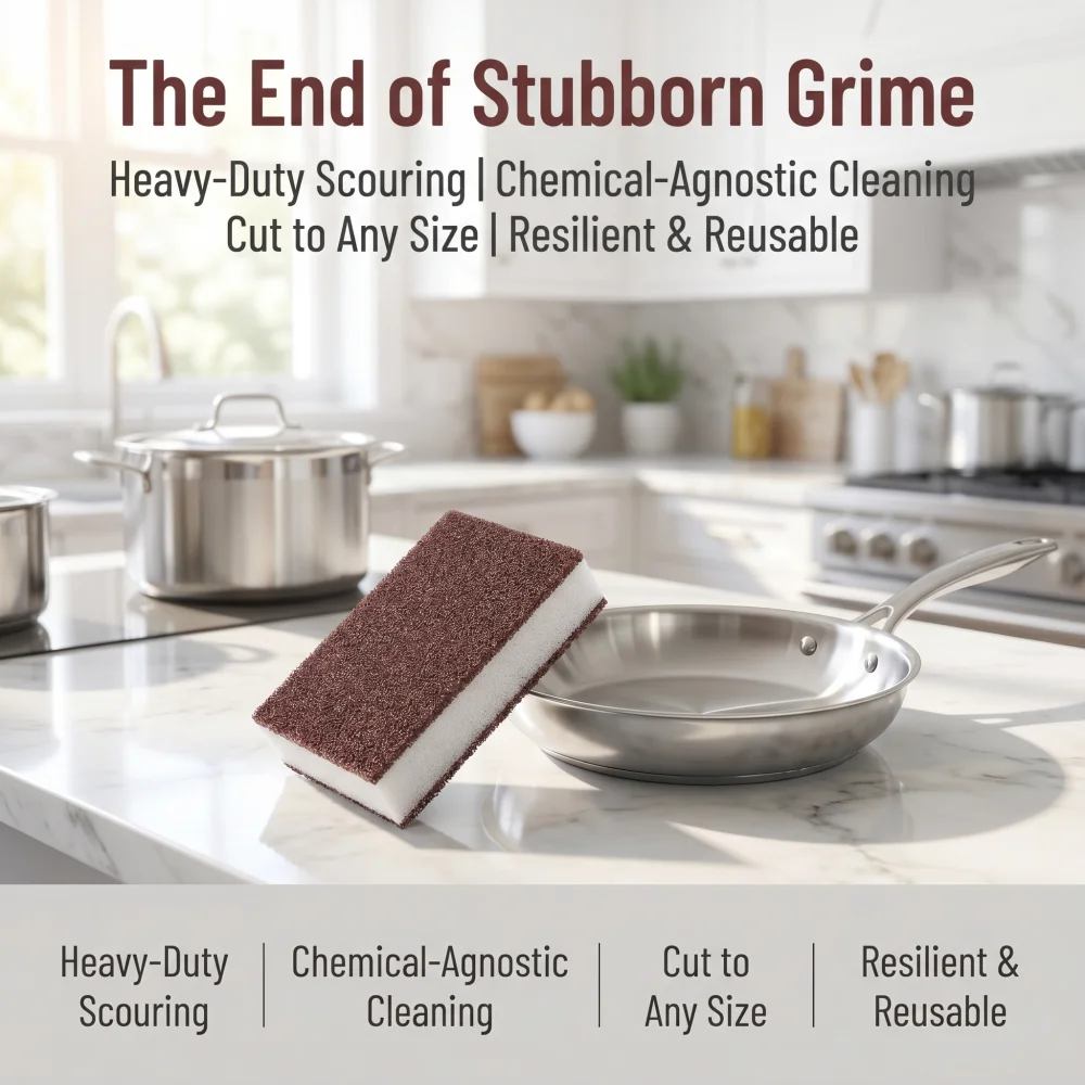 Magic Eraser Cleaning Sponge, Heavy Duty Scour Pad for Rust, Grease, Burnt Stains on Pots & Ceramic Stovetop