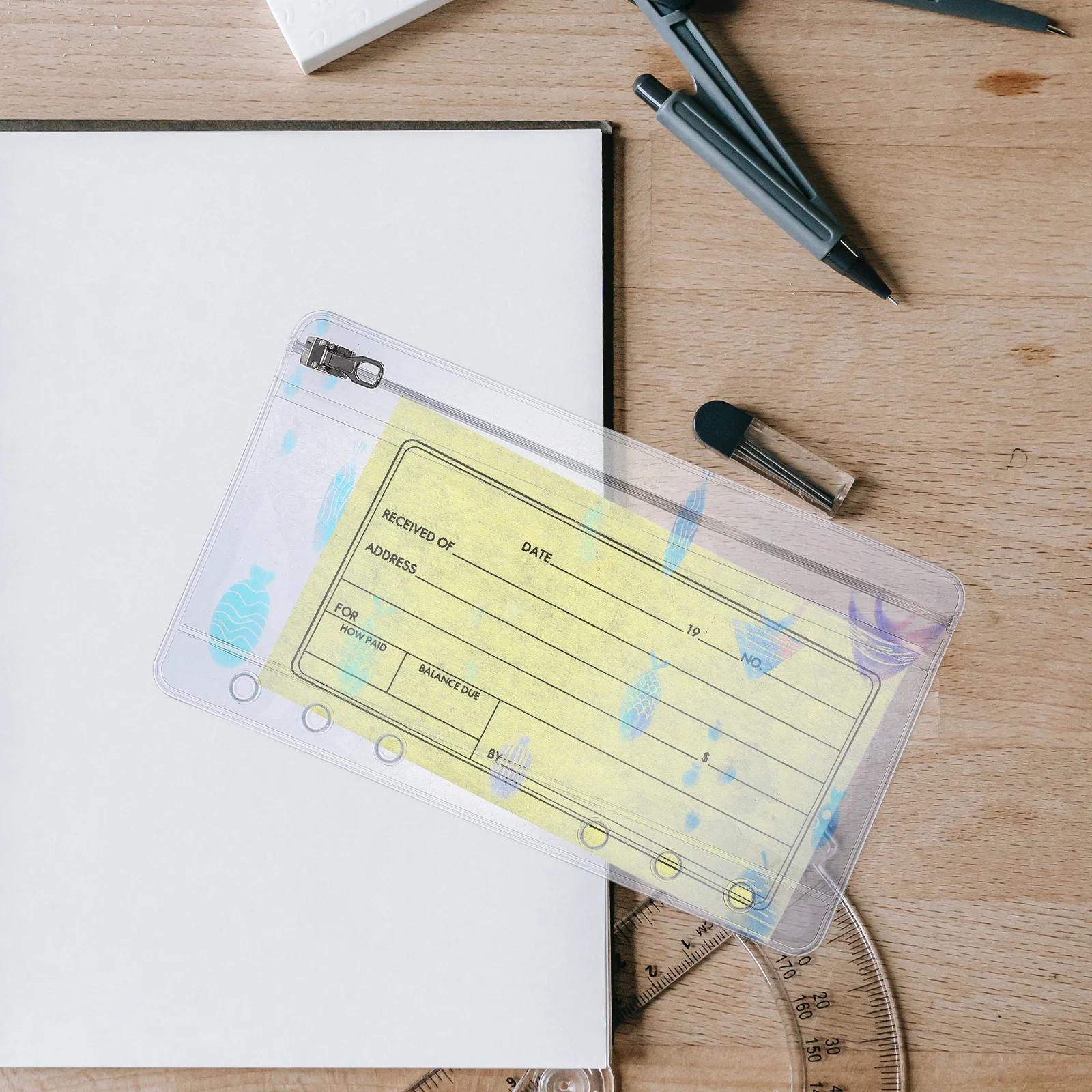 

6-Holes Pvc Zipper Binder Pocket Notebook Refill Storage Bag For Office School Supplies Business Card Holder Scrapbooking Pouch