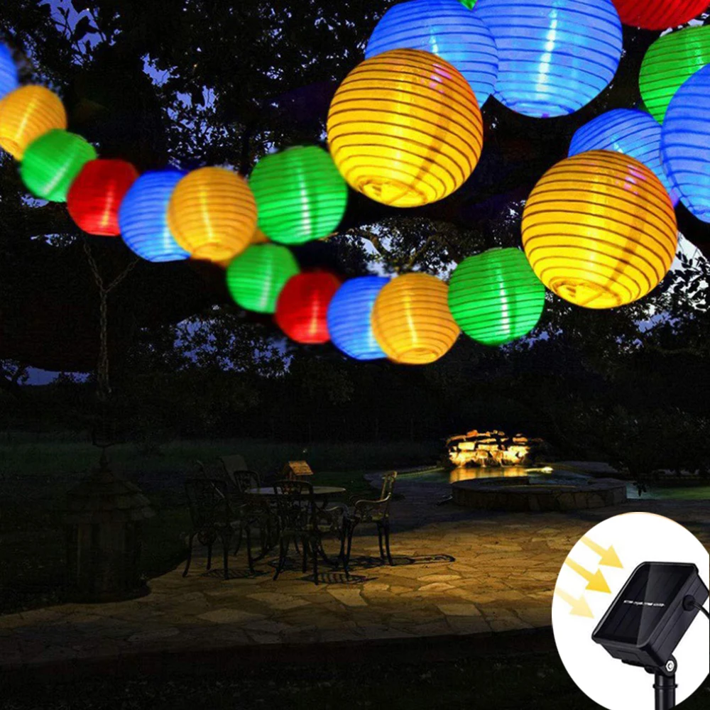 

Гирлянда с солнечной батареей, водонепроницаемая бумажная лампа-фонарь, Рождественский садовый декор, 20/30 светодиодов