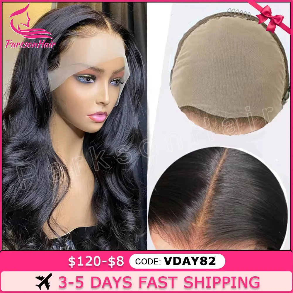 

180% Fake Scalp Wig 13x4 Lace Front Invisible Knot Wig Bleached Knots Pre Plucked Body Wave Human Hair Lace Wig Remy Parksonhair