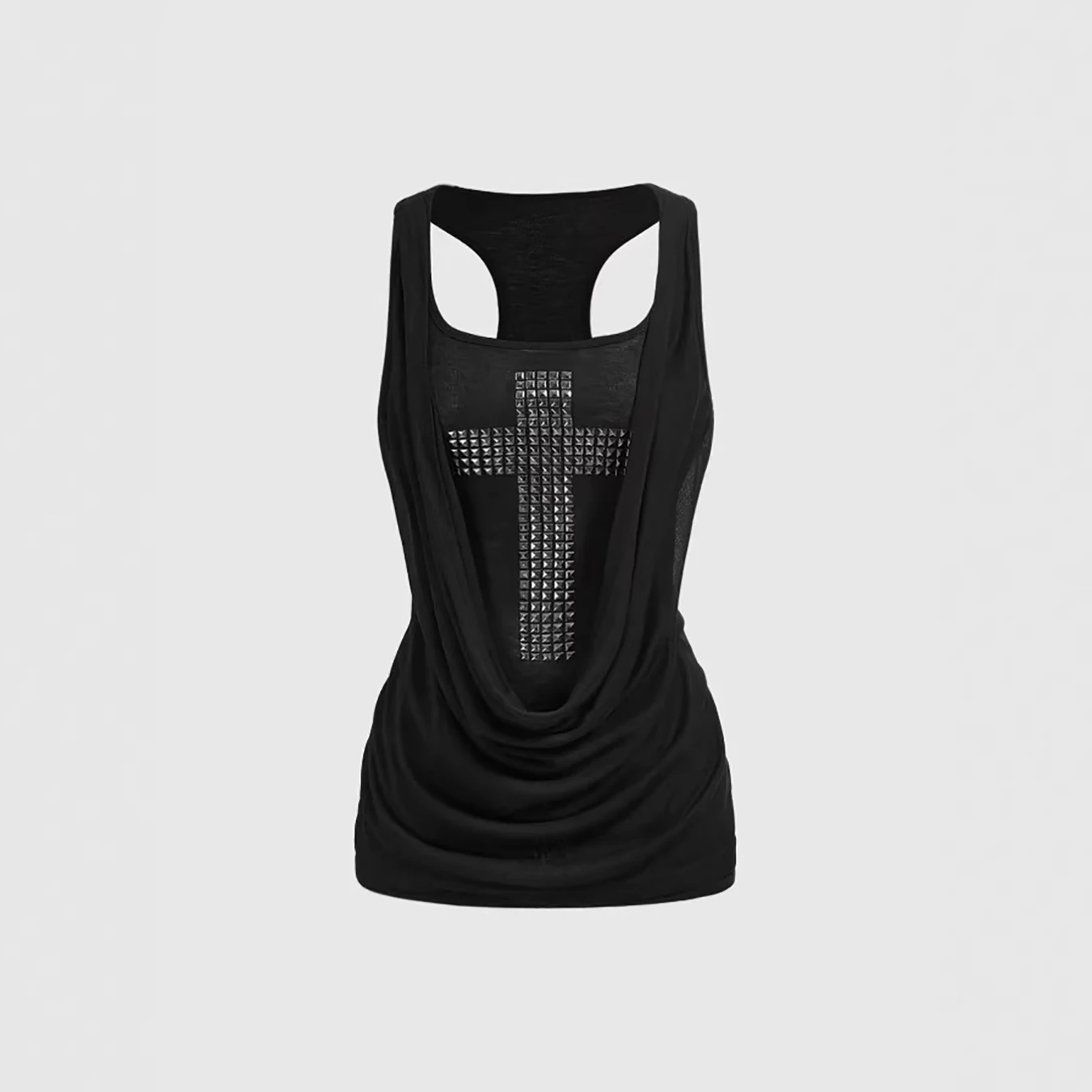 Summer punk style swing neck Y2K cross hot diamond contrasting sexy backless sleeveless vest top