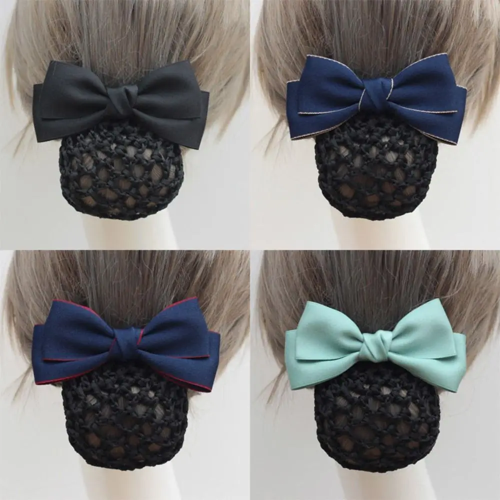 Sweet Ribbon Bowknot Spring Clip Headwear Korean Style Bun Snood Hair Accessories Barrette Nurse Hair Clip Hotel