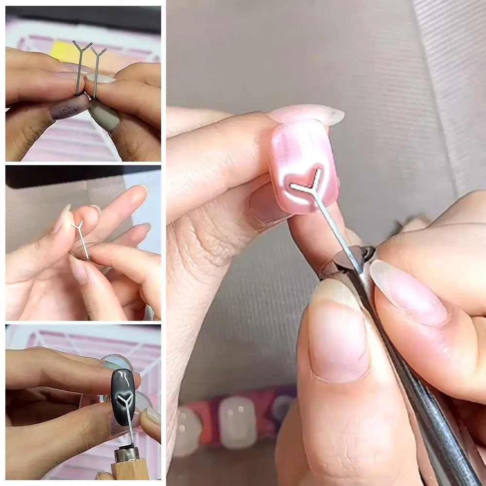 Ímã de unha olho de gato em forma de y, arte de unha, olho de gato 3d, ímã em formato de coração para criar formas de coração em unhas, ferramenta de acessórios de arte de unha