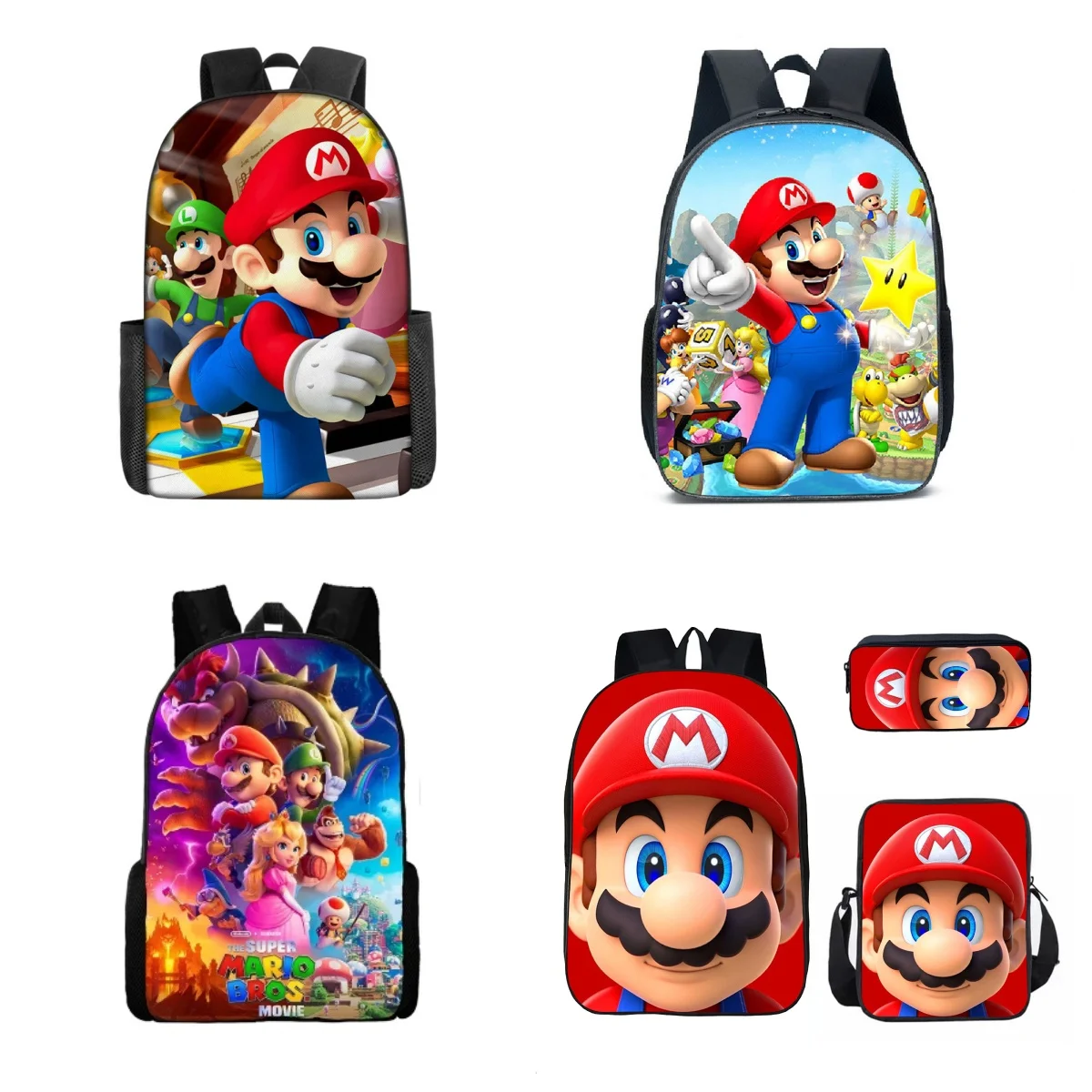 Mario Mario Student School Bag 17-inch Large Capacity Burden-reducing School Bag Boys and Girls Children's Backpack Best Gift