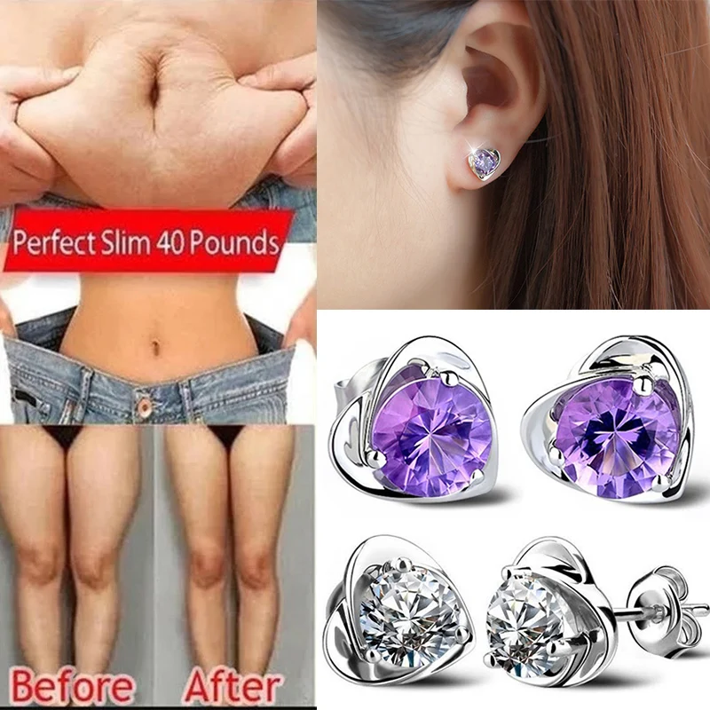 2Pcs Therapy Weight Loss Earrings Energy Slimming Stud Earrings for Women Arthritis Pain Relieving Fat Burning Slimming Jewelry