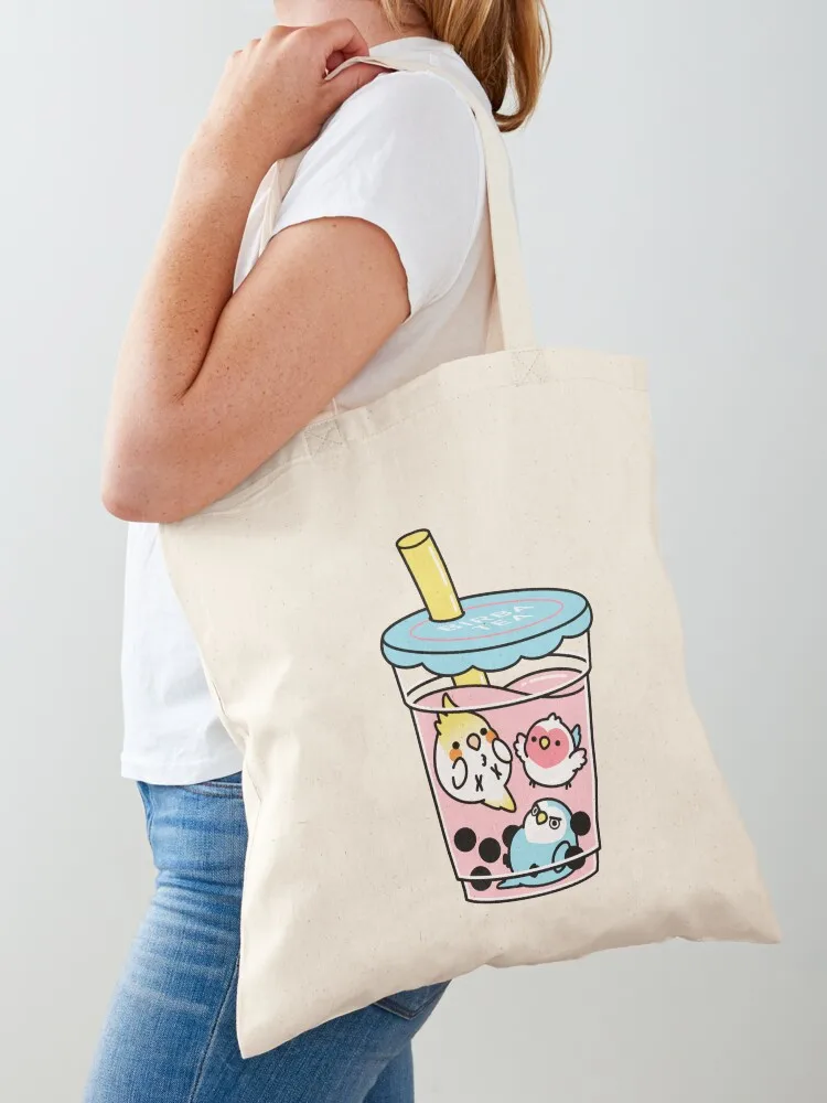 Bubble Boba Tea, Cody the Lovebird and Friends Tote Bag bag luxury women Portable shopping bag Canvas Tote