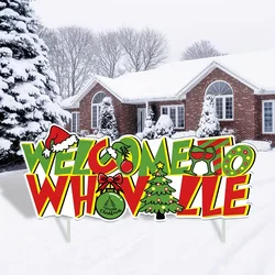 Whoville Christmas Decorations,Welcome To Whovilve Yard Signs Stakes,Christmas Lawn Garden Pathway Decorations for Home Decor