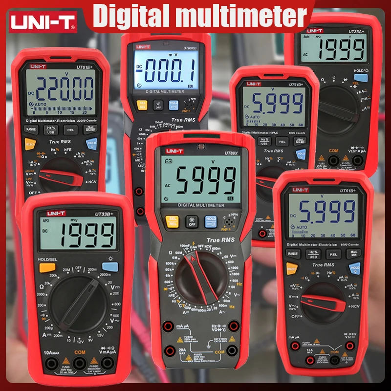 UNI-T Multimeter Digital UT89XD UT89XE UT61E+ UT61D+ UT61B+ UT33C+ UT33D+ UT60S UT60BT AC DC Ammeter Voltage Tester Multimetro