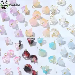 PandaHall 35Pcs 7 Colors Lampwork Glass Lily of the Valley Charms Glass Flower Beads Charms for Jewelry Making