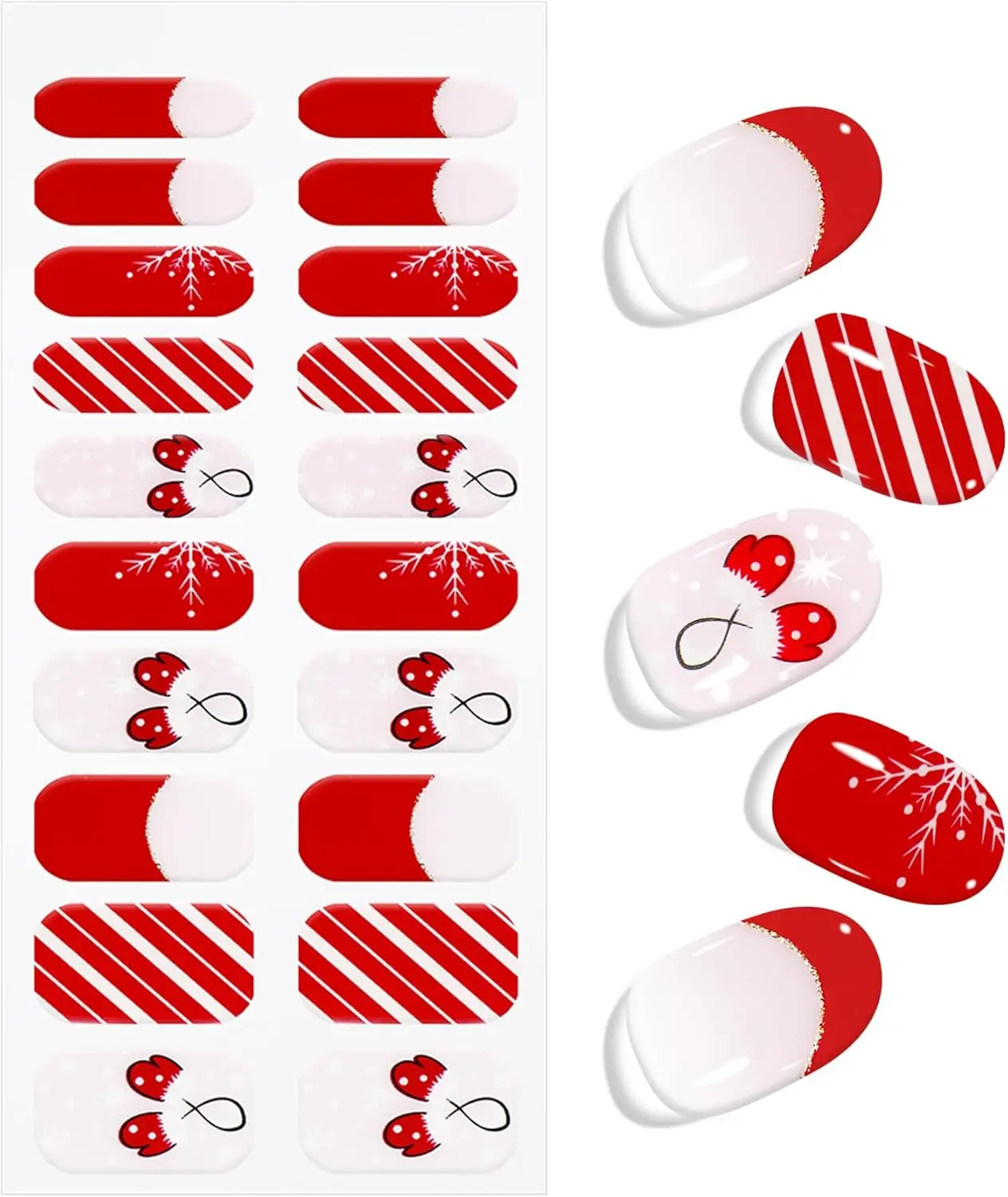 ملصقات أظافر جل ندفة الثلج لعيد الميلاد - شرائط فنية لطيفة للأظافر بالأشعة فوق البنفسجية/LED شبه معالجة