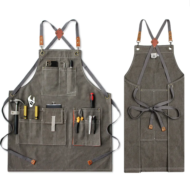 Canvas Denim Apron Printed Logo Barber Baking Cafe Outdoor Gardening Woodworking Workwear