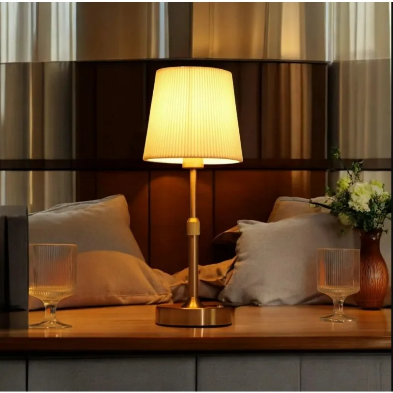 Fabric Desk Lamp Rechargeable Touch Table Lamp Replaceable Mood LightFor Restaurant Hotel Room Bedside Decor Camping Lights