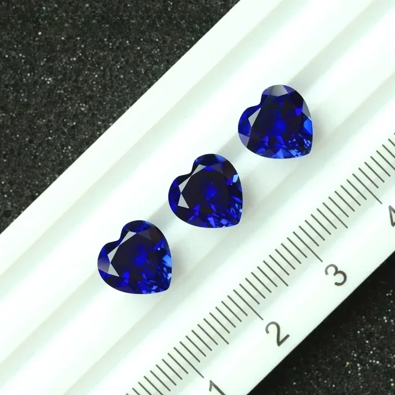 

High Quality Lab Grown Sapphire Heart Cut Royal Blue Color DIY Jewelry Making Ring Main Materials Selectable Certificate