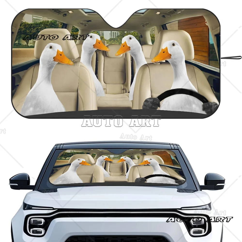 

Duck Driving Car SunShade Heat-insulating Aluminum Film Windshield Sunshades UV Rays Blocks Car Sun Visor Protector