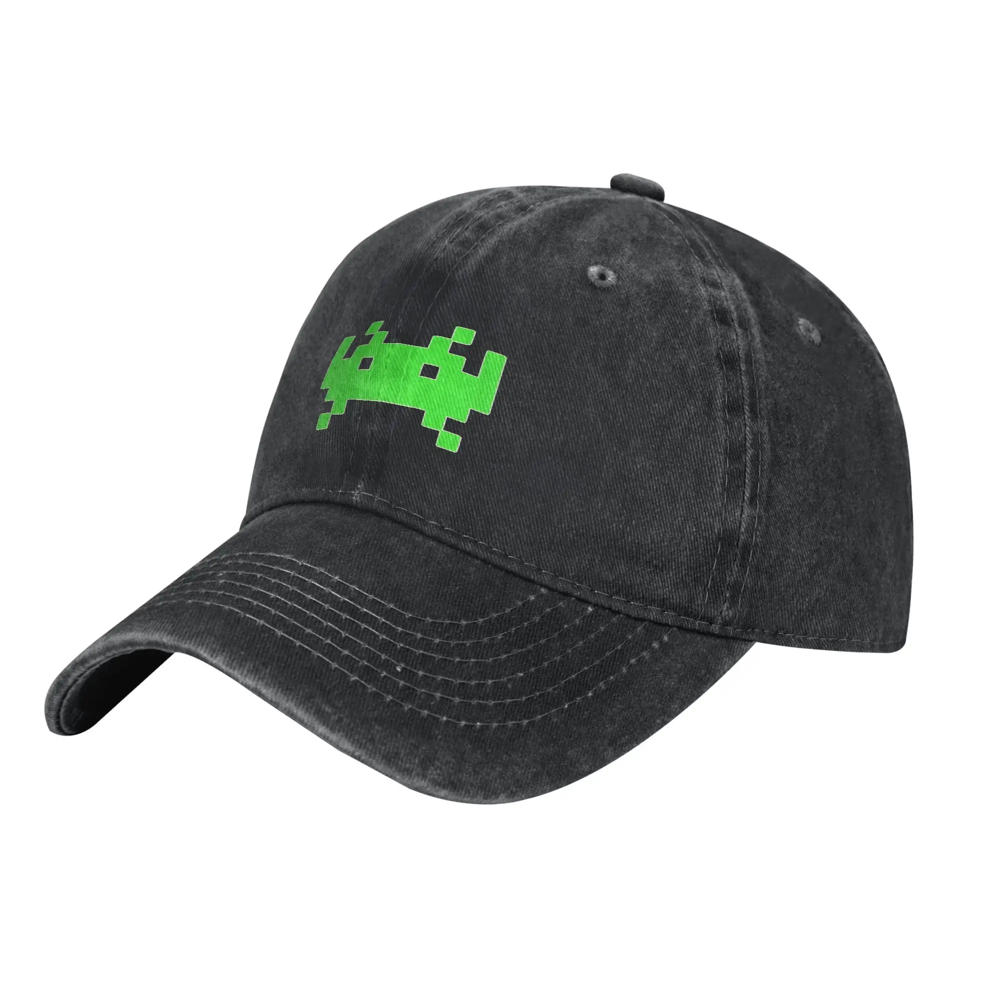 Space Invaders Baseball Caps Retro Distressed Cotton 8 Bit Snapback Hat Unisex Style All Seasons Travel Adjustable Hats Cap