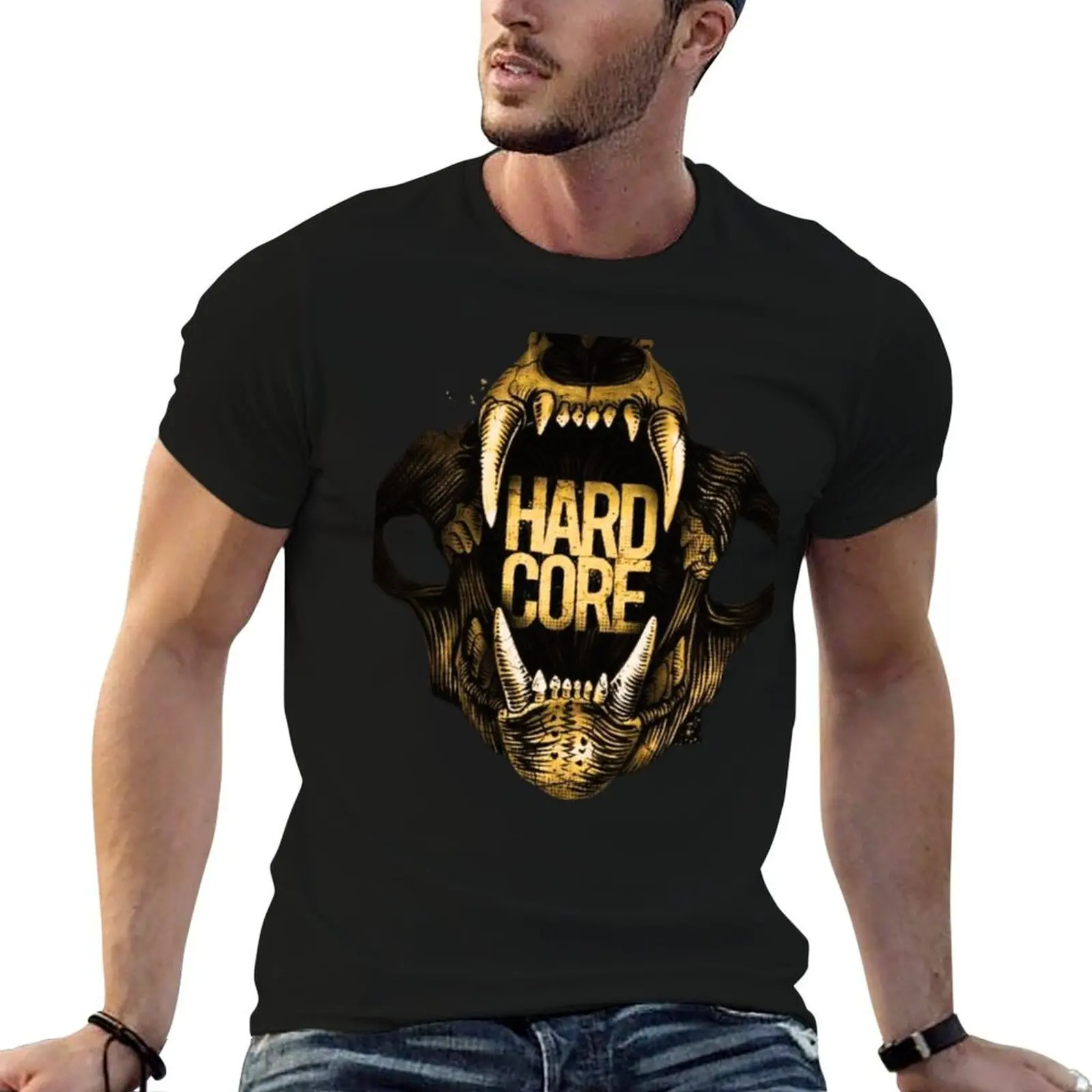 

Hardcore Lion Head T-Shirt black cotton t-shirt plain for man package essential t shirt T-Shirt