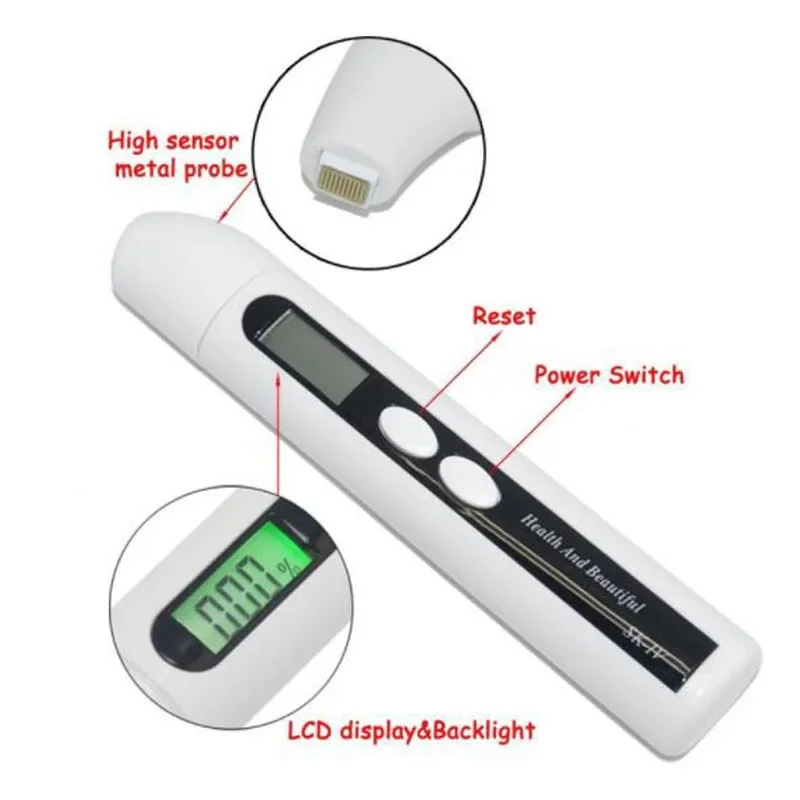 Pele Umidade Tester Pen, Digital LCD, Umidade Da Pele e Analisador De Conteúdo De Óleo Para Rosto Testa Bochecha Olho Facial, SK-IV