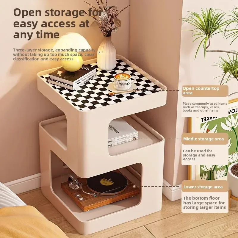 Multi-functional Light luxury sofa side small apartment living room small coffee table bedroom bedside table rack table