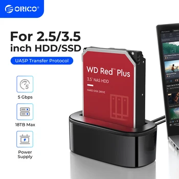 ORICO USB 3.0 à SATA Externe Disque Dur Station D'accueil pour 2.5/3.5 pouce HDD/SSD [Support UASP et 8 TB] (6218US3)
