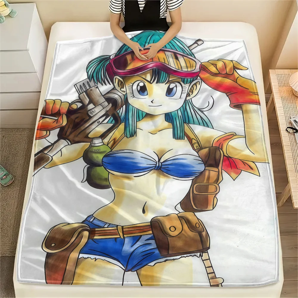 Manta de franela con estampado de Bulma Bulla, adecuada para dormitorios, sofás, camas, sillas, picnics, viajes, decoración cálida y suave -HE1