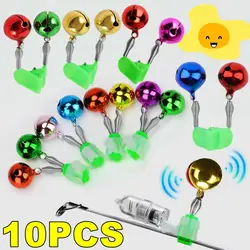 New 10-1PC Color Fishing Rod Double Bell Fishing Bite Alarms ABS Plastic Rod Clamp Tip Clip Bells Portable Outdoor Fishing Bell