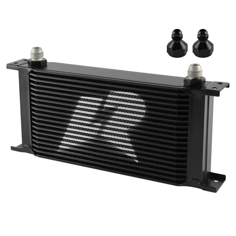 

Aluminium Oil Cooler 19 Row AN8 Stacked Plate AN6 Adapter Universal Transmission Engine Radiator 248MM 3/4"-16 UNF/9/16"-18 UNF