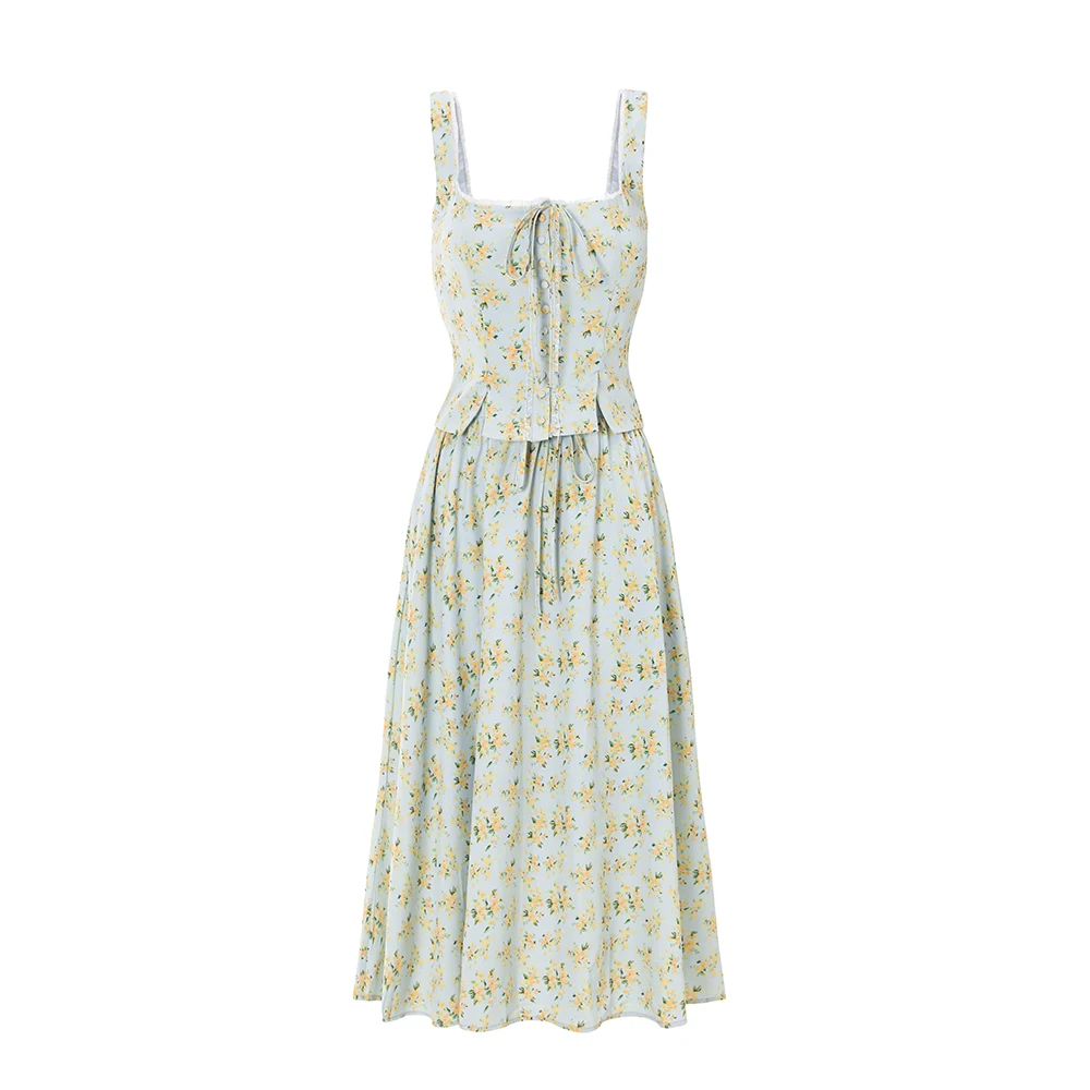 Suninheart Summer Elegant and Beautiful Women Dresss  2024 Floral Print 2 Piece Dress Set Casual Party Holiday Dress Sets