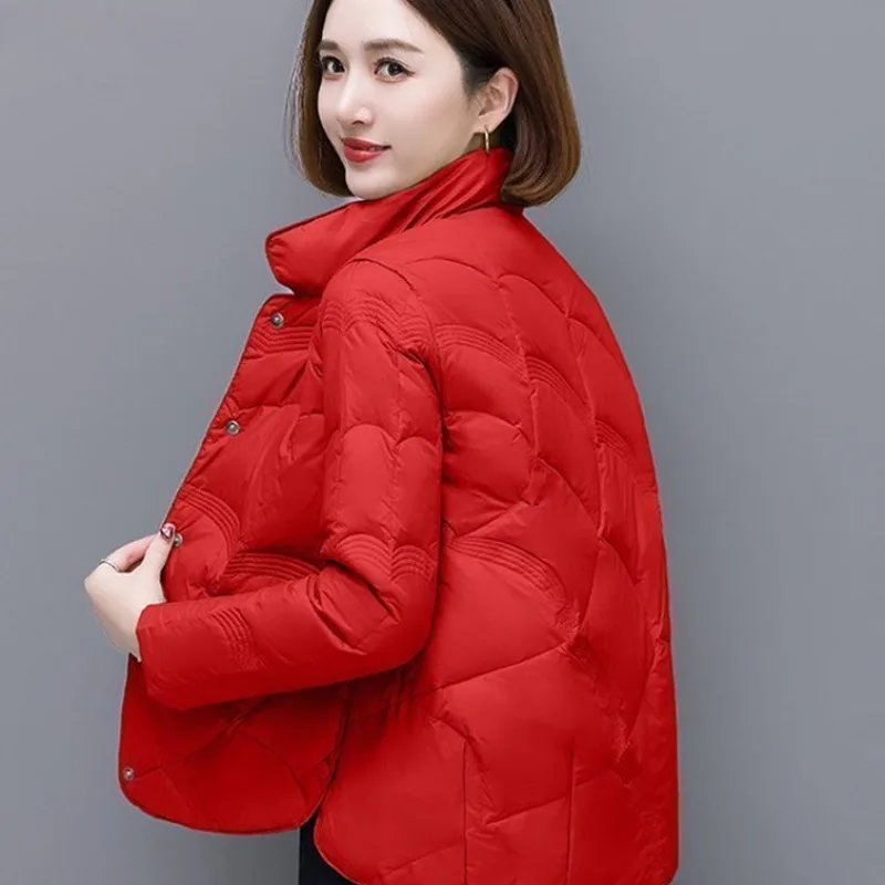 

2023 New Women Down Jacket Winter coat Female short-length loose Parkas frivolous warm Outwear simple standing collar Overcoat