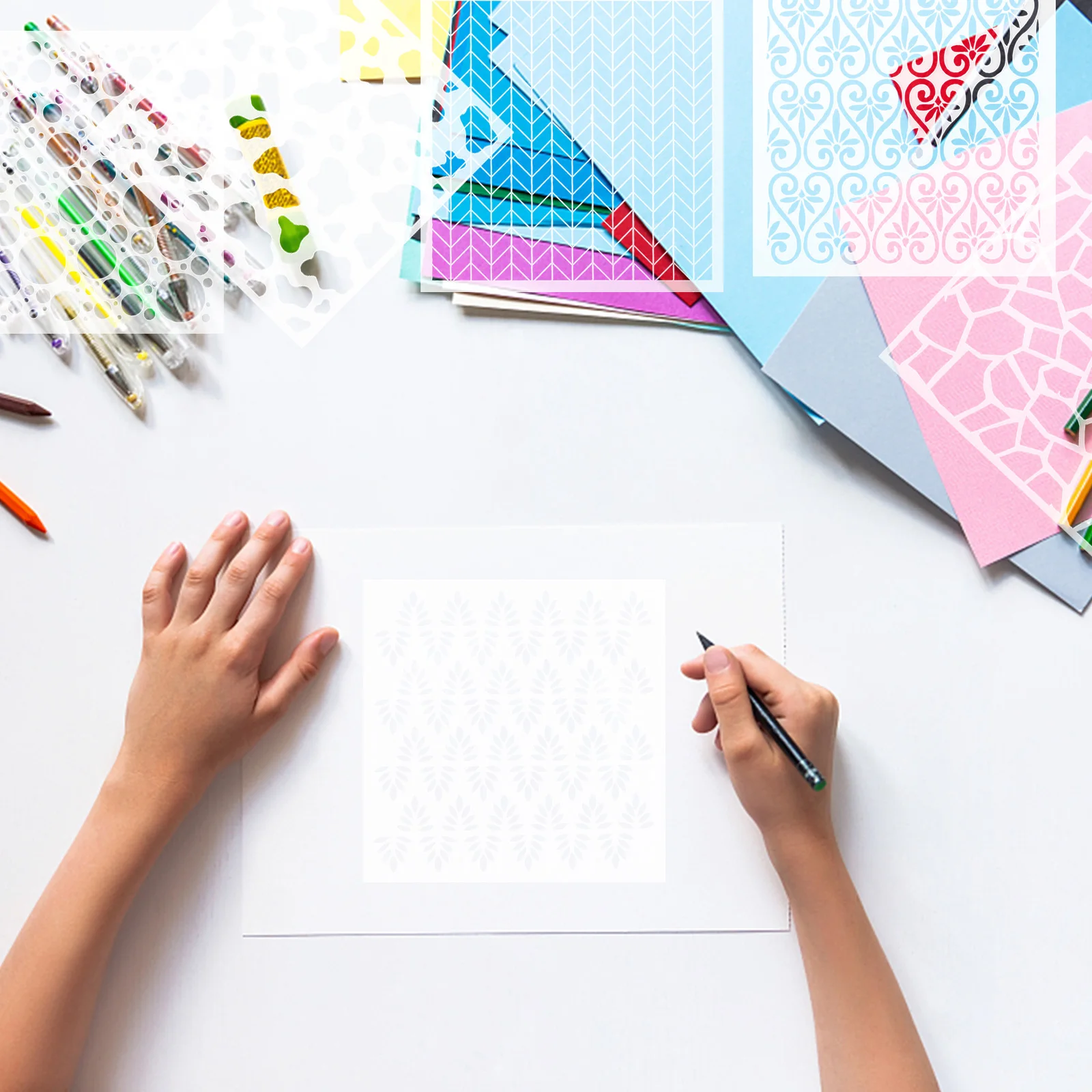 

9Pcs Geometric Pattern Drawing Stencils Durable Reusable Art Templates for Craft Painting Scrapbooking DIY Projects