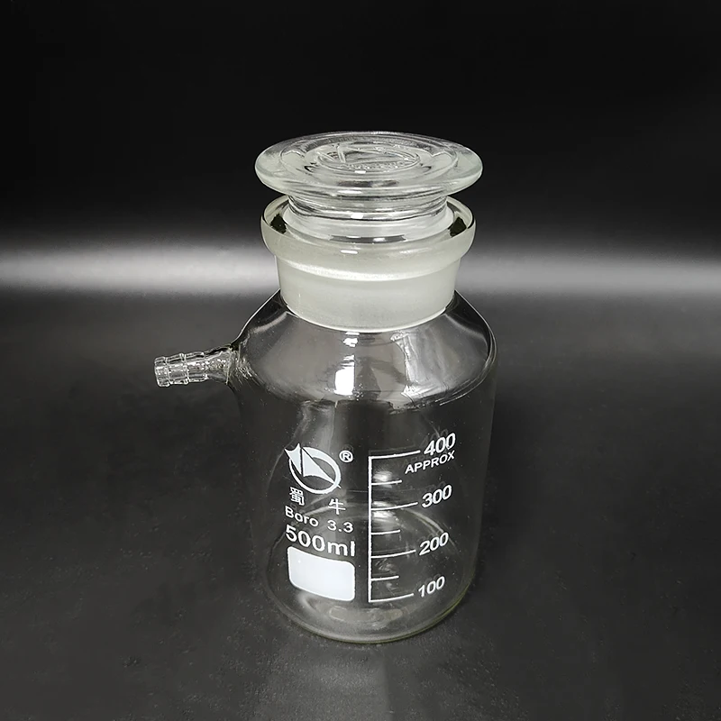 

SHUNIU Reagent bottle, Wide mouth, Upper tube, Clear, Boro. 3.3 glass, Laboratory aspirator bottle