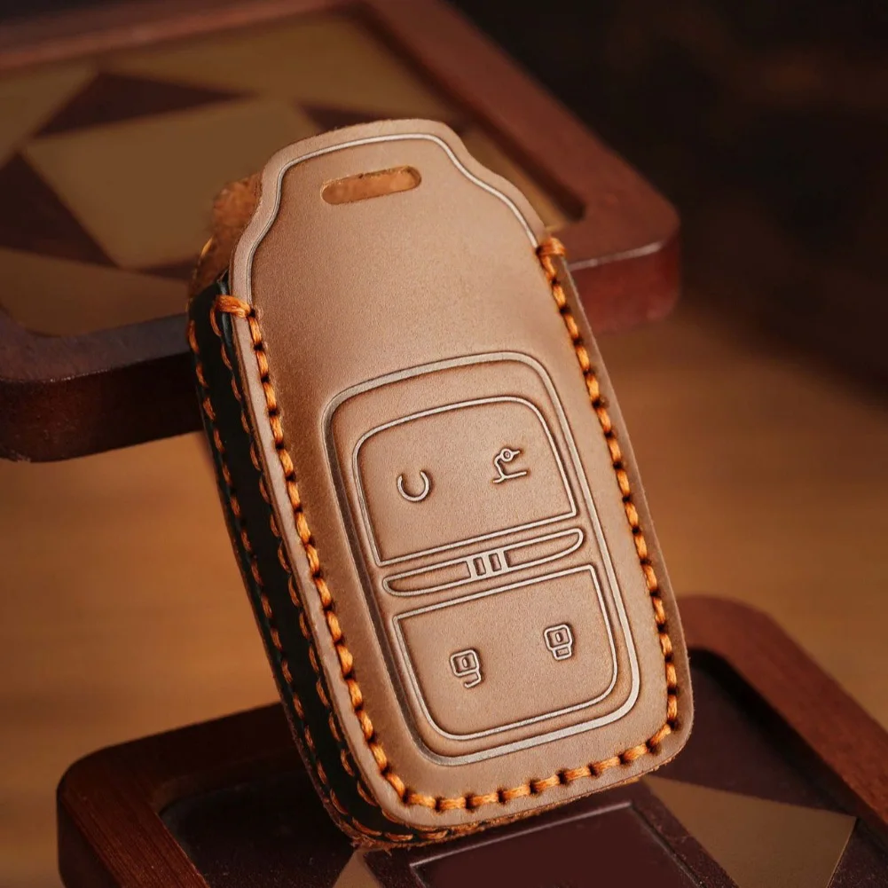 

For JETOUR G700 T2/T1 Keyless Entry Leather Car Key Case 3 Colors Cowhide Leather Protective Cover Anti-Scratch Wear-Resistant