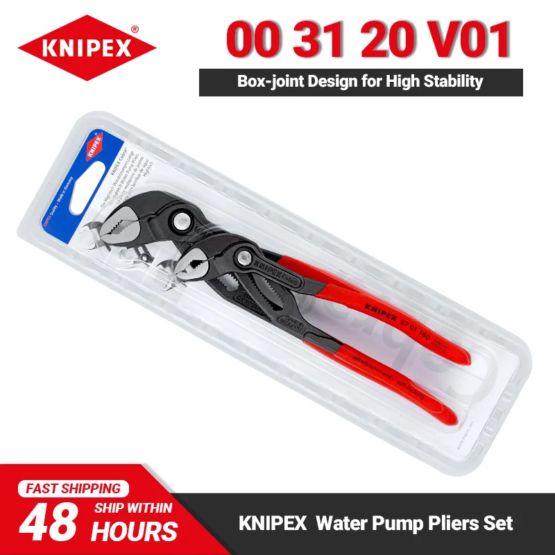 KNIPEX 00 31 20 V01 Water Pump Pliers Set 2Piece 8701180 8701250 High Quality and Extended Service Life