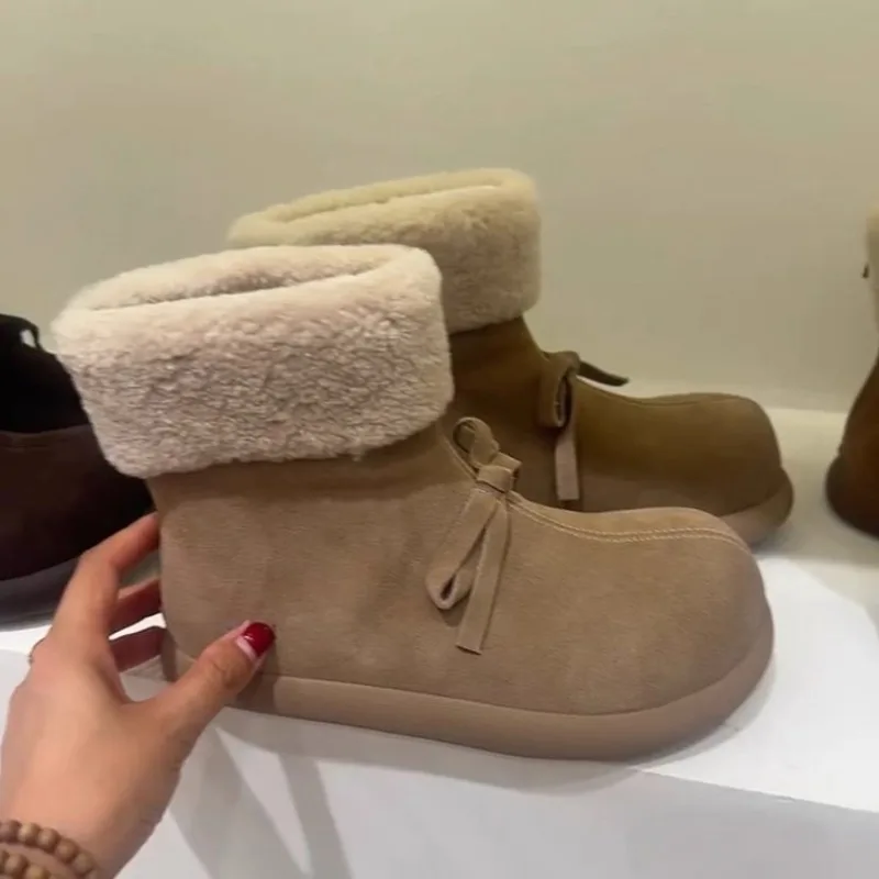 

Winter Chunky Platform Women Fur Snow Boots Keep Warm Thick Sole Warm Cotton Short Booties Shoes Zapatos Mujer Plus Size 40