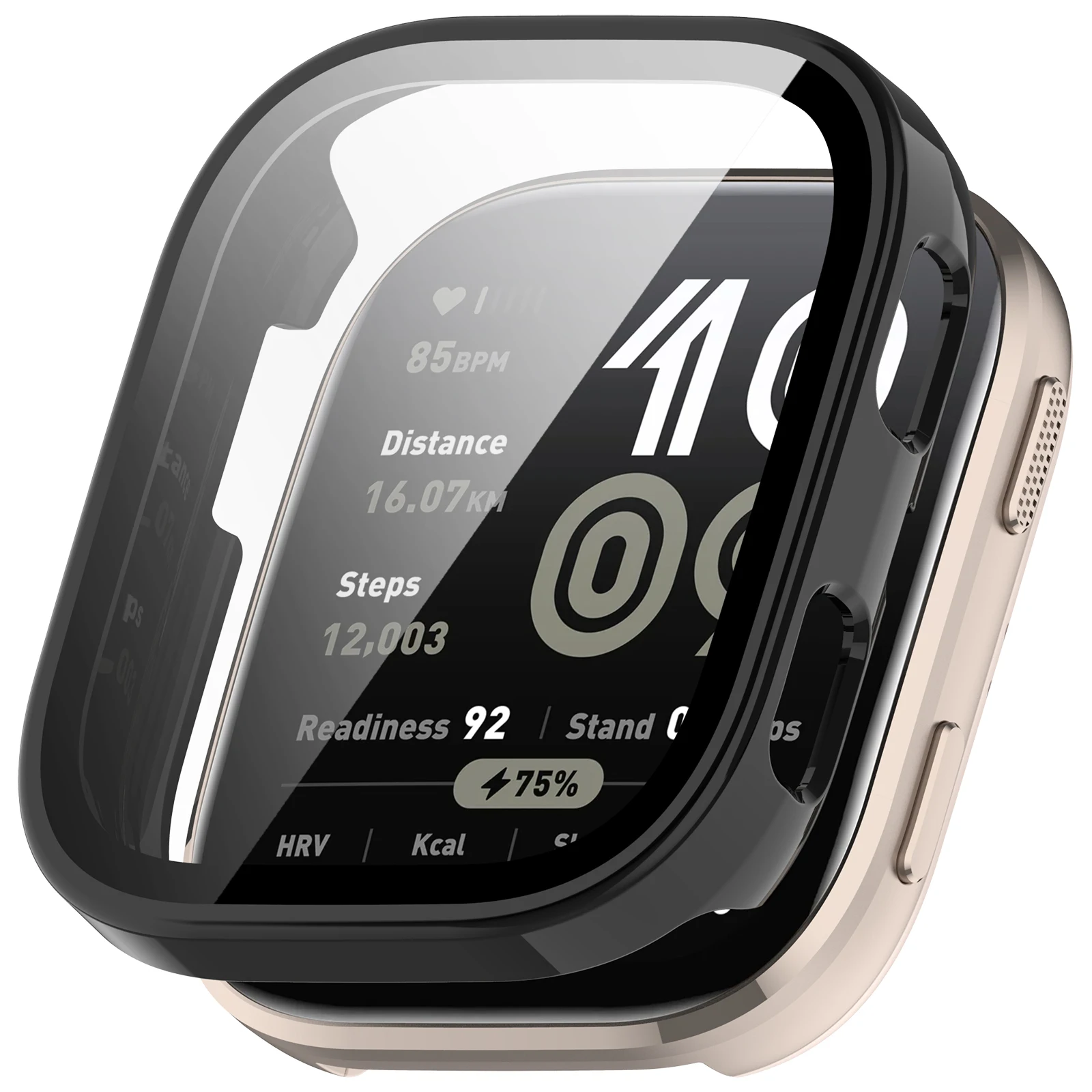 

Для Huami Amazfit Bip 6 (A2435) Корпус для часов ПК Рамка с пленкой из закаленного стекла - глянцевый черный