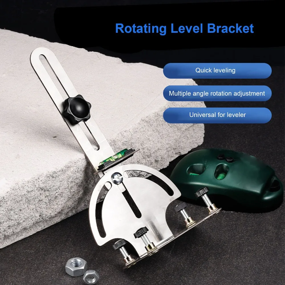 Stainless Steel Wall Level Bracket 4 Screw Claw Rotating Design Bubble Level Bracket Wall Mount Type Secure Installation