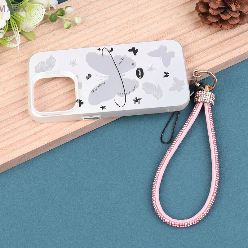 Fashion Rhinestone Mobile Phone Lanyard Wrist Chain Short Diamond-encrusted Phone Rope DIY Anti-lost Camera Lanyard