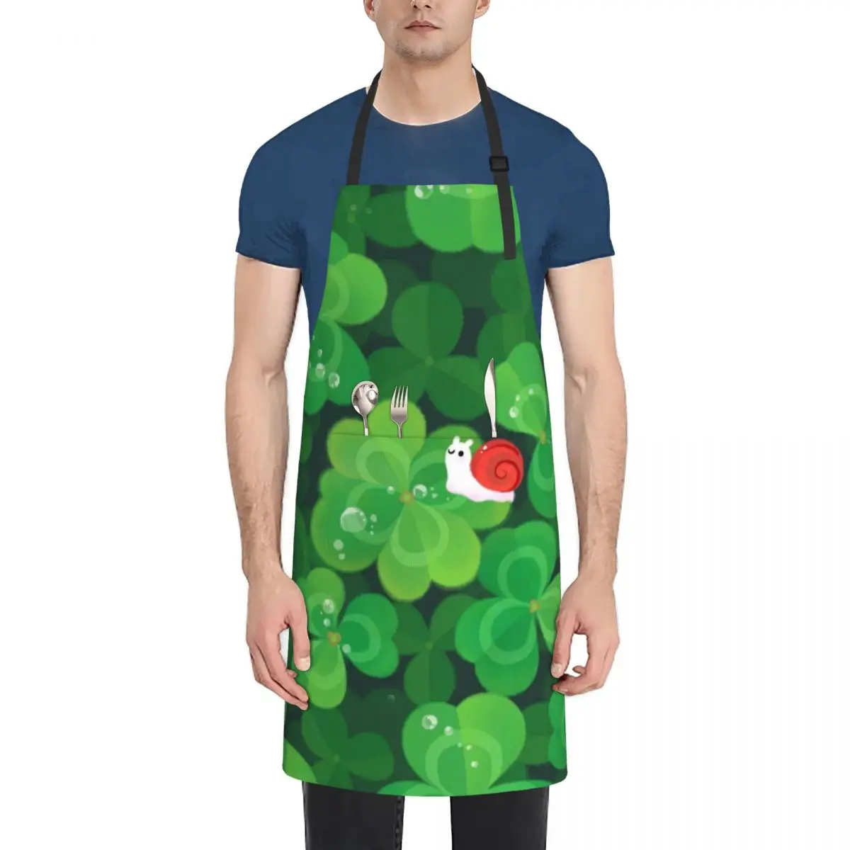 

Happy lucky snail Apron cook wear For Women Kitchen Apron