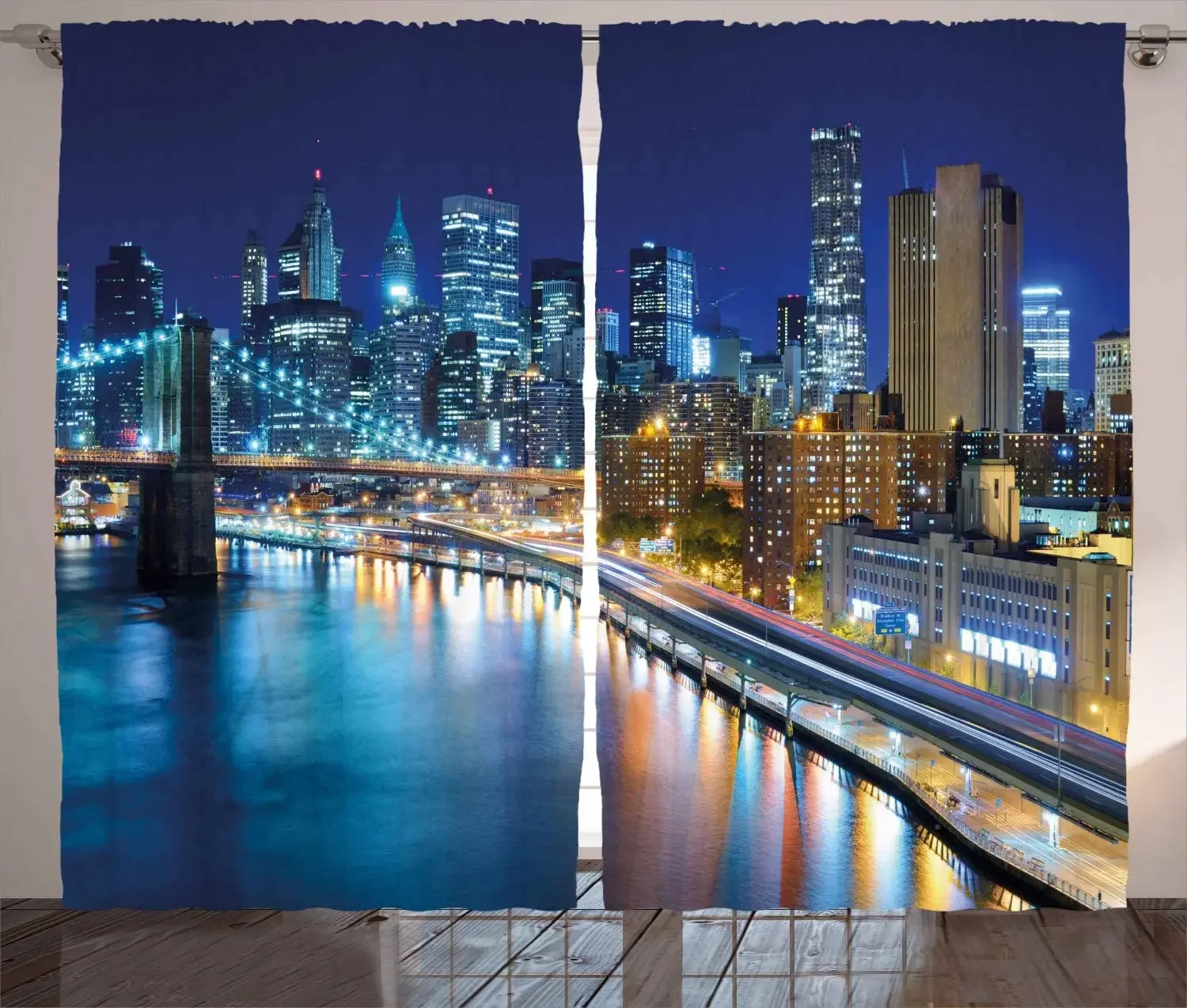 

Living Room Luxury Curtains New York Manhattan Bay Harbor Night View Skyscraper Bedroom Living Room Decoration Blackout Curtains