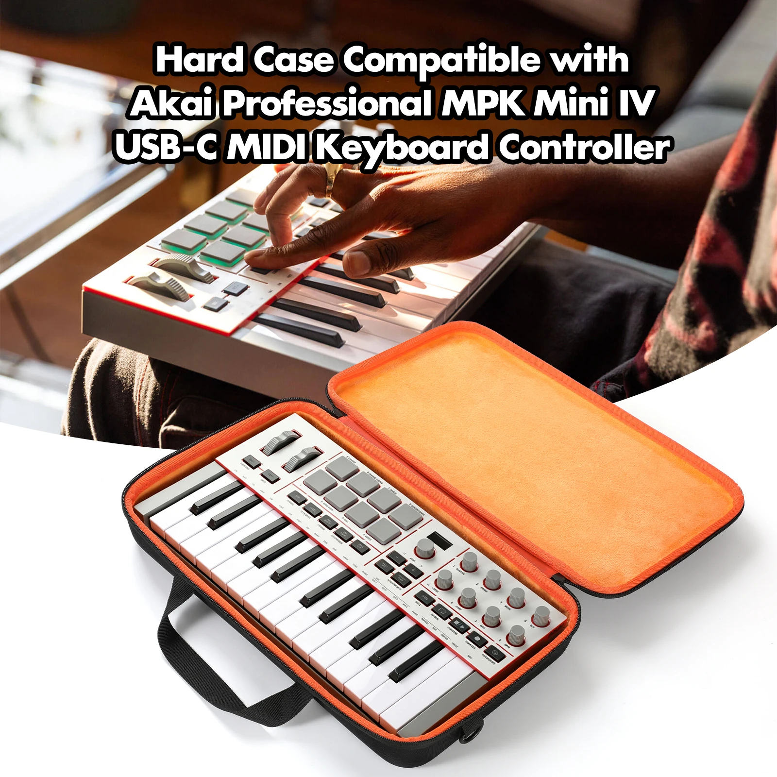 EVA Carrying Case for Akai MPK Mini 4 MIDI Keyboard Controller Organizer Bag Portable Storage Bags Outdoor Travel Carry Cases view 3