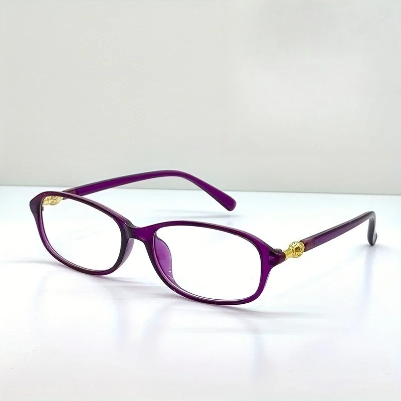 Elegante lila Vollformat-Lesebrille für Damen mit goldenen Akzenten – leichtes rechteckiges Design +1,0~+4,0