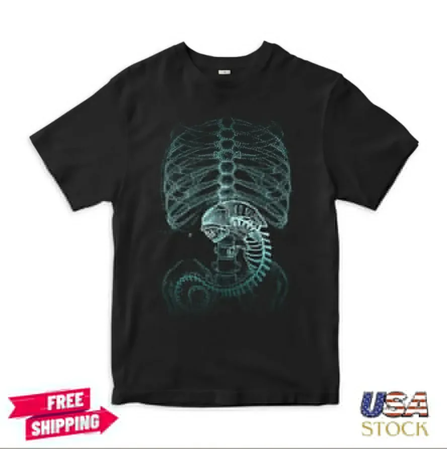 New Alien X-Ray T-Shirt, Xenomorph Anatomy 100% Cotton Funny Tee