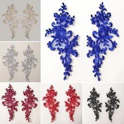 1Pair 3D Flower Floral Embroidery  For Evening Skirt Lace Applique Fabric Patch Textiles Decoration Patch Sewing On Accessories