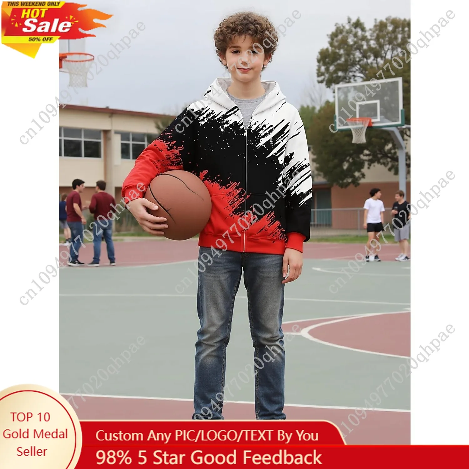 

uideazone Boys Girls Zip Up Hoodies 3D Graphic Hooded Sweatshirts Hoody Coat with Pockets for Kids 6-14T